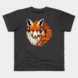 Majestic fox listening to music Kids T-Shirt